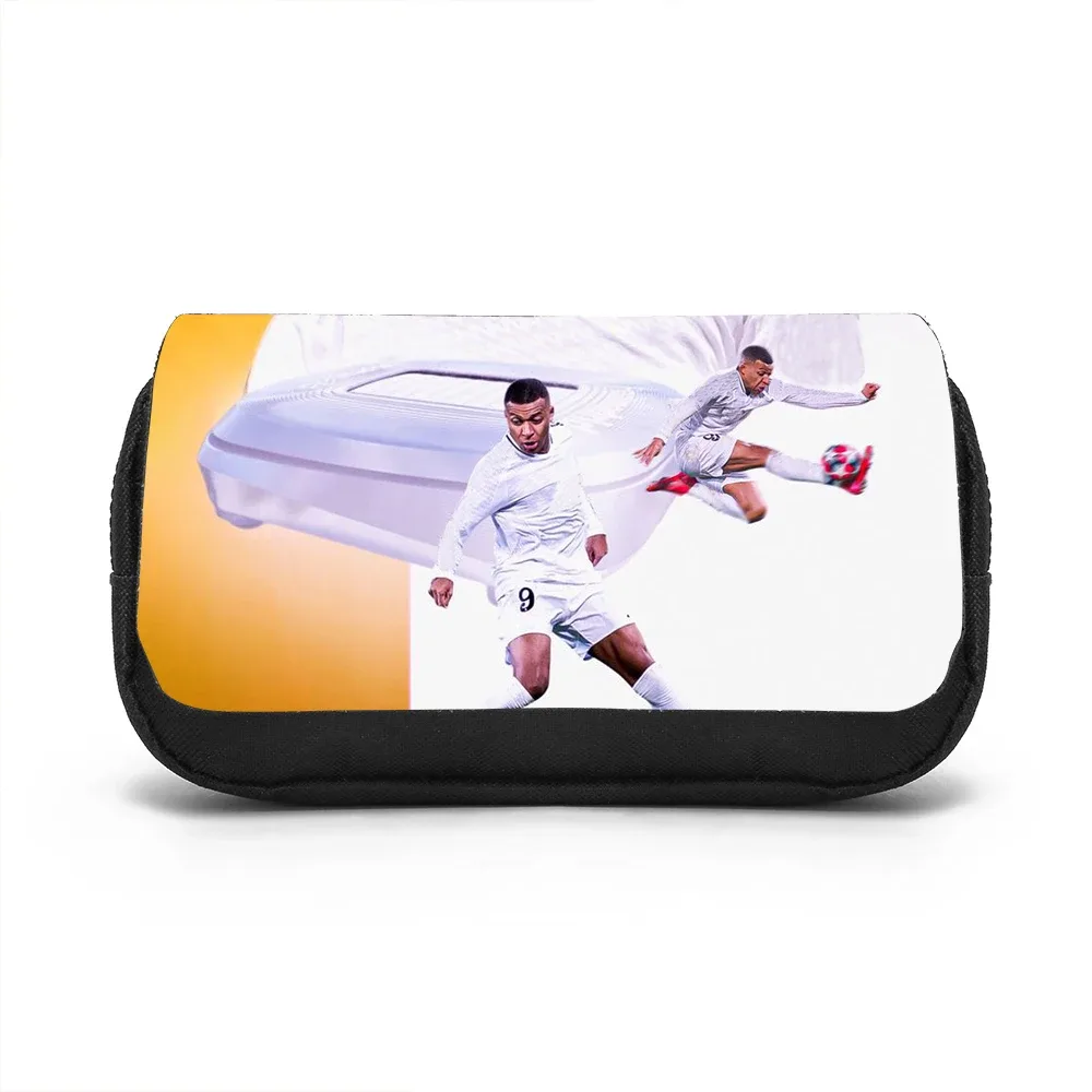 trousse de papeterie grande capacité double compartiment m-mbappe, motif étoile de football, pour étudiants