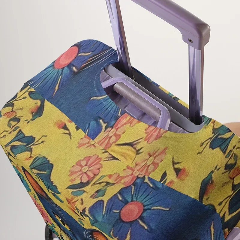 housse de protection pour bagages, motif jaune vif, style blue cat flower palace, adaptée aux valises de 18 à 32 pouces, pour bagages à main