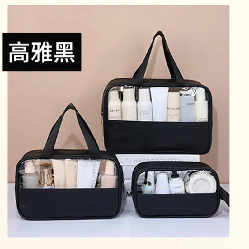 sac à cosmétiques de voyage portable pour femmes, trousse de maquillage transparente, sacs de lavage de bain de grande capacité, mallette de rangement étanche multifonction