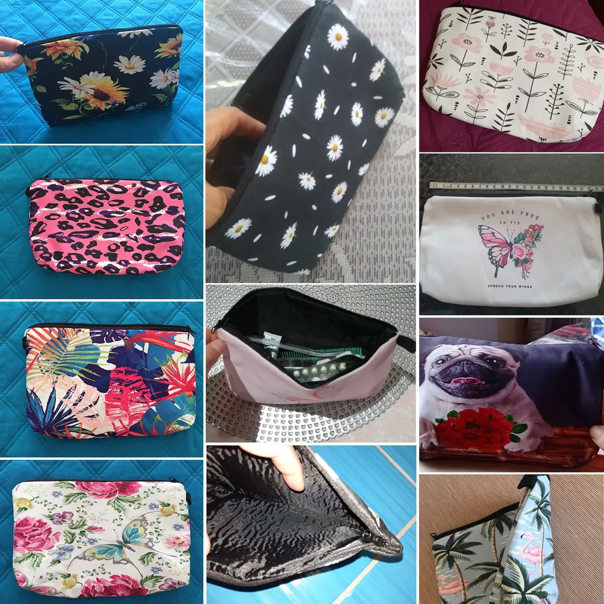 trousse à cosmétiques avec impression d'animaux aquarelle, sac de maquillage pour femme, dessin animé dinosaure ours, sac de rangement de jouets portable, meilleur cadeau pour enfants