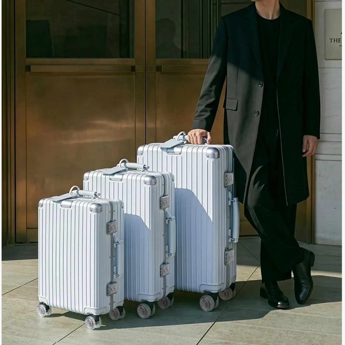 valise 20/24/28 pouces de haute qualité en pc rigide avec cadre en aluminium, roulettes pivotantes, serrure tsa, sac de voyage à roulettes