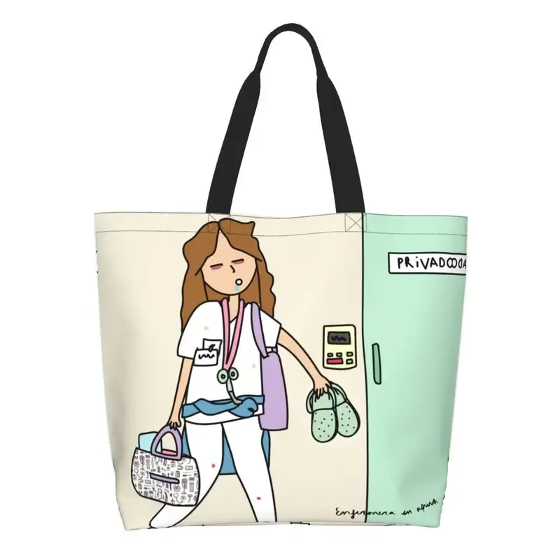 dessin animé médecin infirmière enfermera en apuros sacs d'épicerie grande capacité esthétique merch pour femme rue sac à bandoulière
