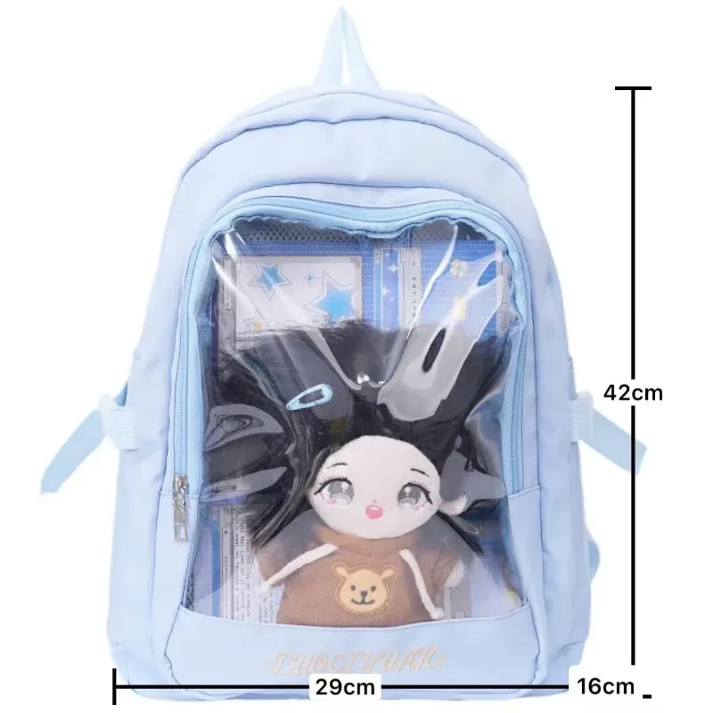 y2k – sac à dos mignon pour femmes, kawaii ita, sac à dos transparent pour fille douce, bricolage d'exposition de personnalité, sac à bandoulière lolita