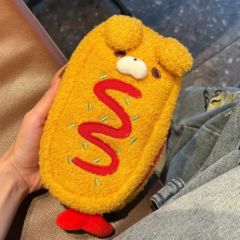 pochette de rangement en peluche mignonne, double usage, pour papeterie, cosmétiques, maquillage, sac à crayons doux et moelleux pour étudiants, école, voyage, usage quotidien