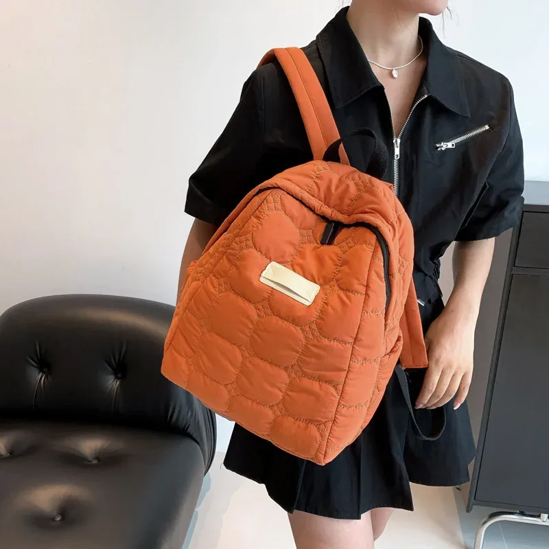 sac à dos ultraléger en coton pour femme, sac à dos scolaire, sac de voyage léger, tendance de la mode, espace chaud vers le bas, hiver