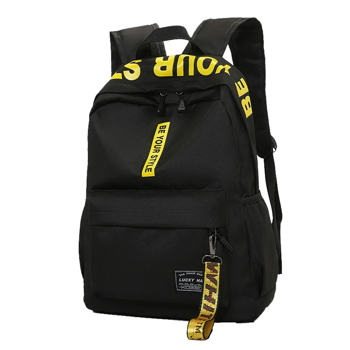 sac à dos d'étudiant léger à la mode, logo personnalisable, sac à double épaule décontracté, sangle d'épaule en arc, doublure en polyester oxford