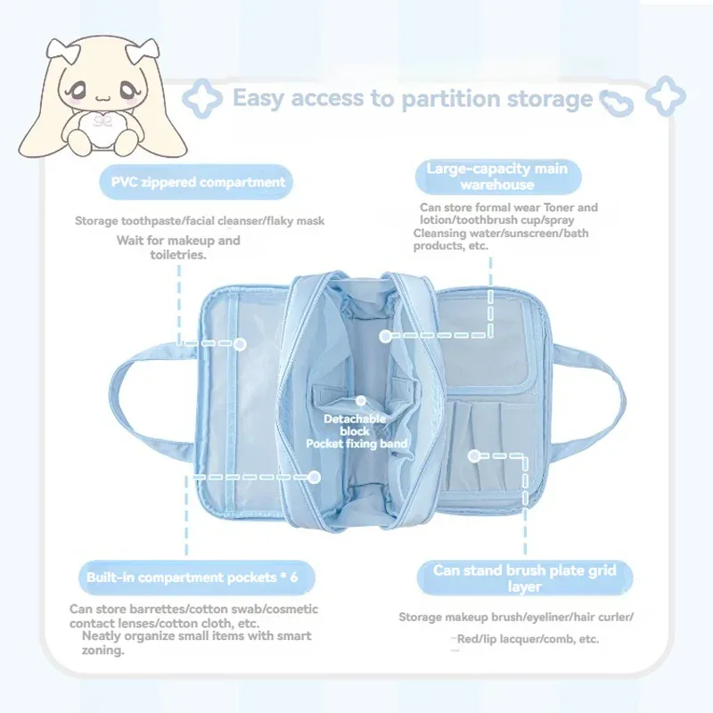 1pc pumpum joint trousse de maquillage série coréenne grande capacité avec compartiments de rangement, à porter avec un sac à main