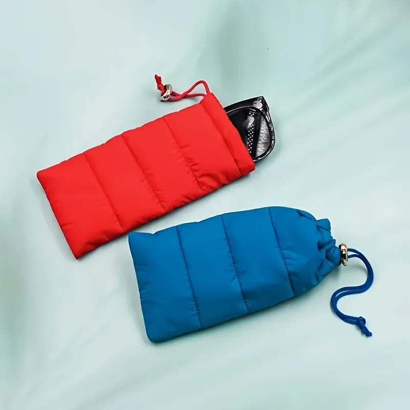 étui à lunettes en nylon matelassé souple, pochette à lunettes à cordon rembourré souple, sac de rangement de lunettes de protection 1 pièce