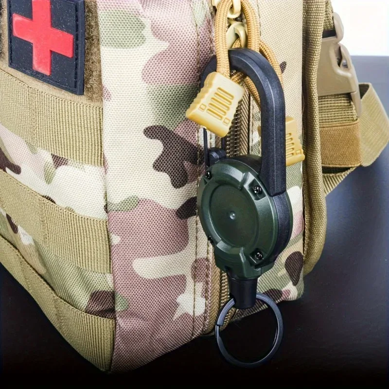 1pc porte-clés rétractable en câble métallique pour hommes, accessoires de sac à dos pour l'extérieur, porte-clés polyvalent et durable