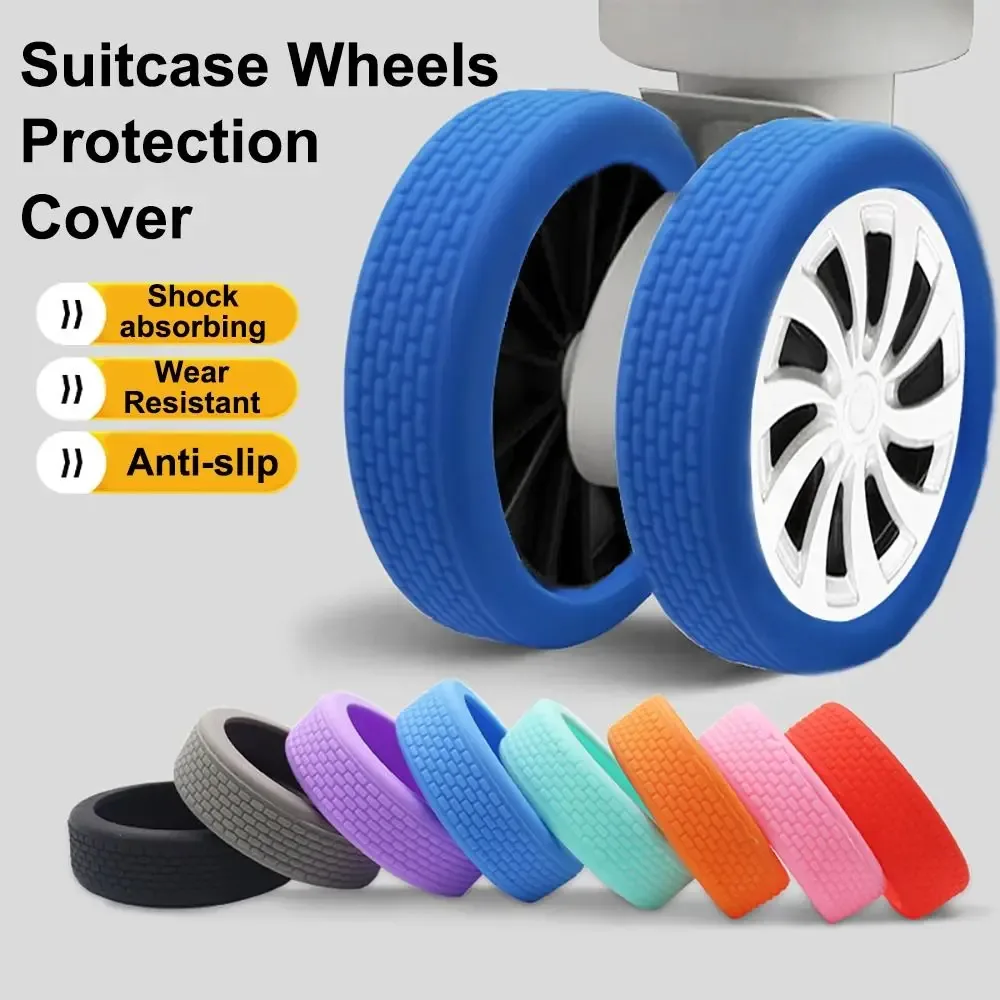 8 pièces/ensemble valise en silicone roues housse de protection avec son silencieux réduire le bruit boîte de chariot bagages roulette chaussures roulettes couverture