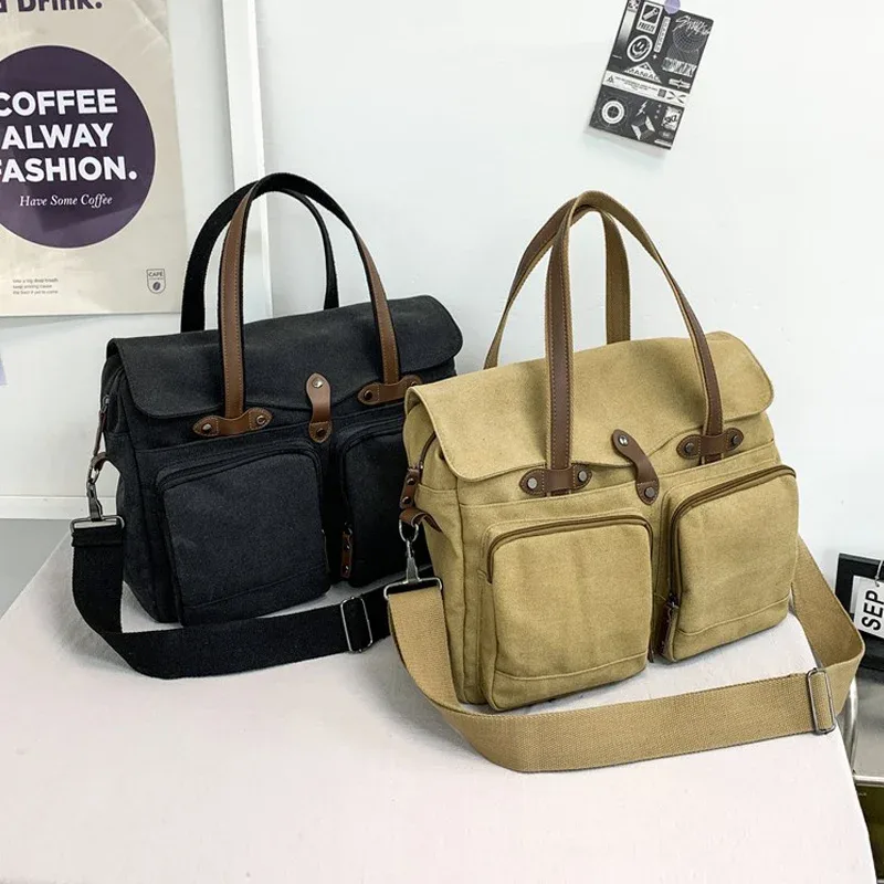 porte-documents de grande capacité pour hommes, sacs de voyage en toile, sacs à bandoulière de week-end, fourre-tout multifonctionnel avec longue sangle