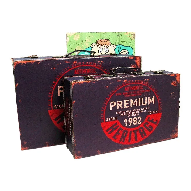 valise à bagages en pu de style vintage, sac rigide vintage pour ordinateur, sac de rangement pour bagages, boîte de voyage pour ordinateur portable avec poignée