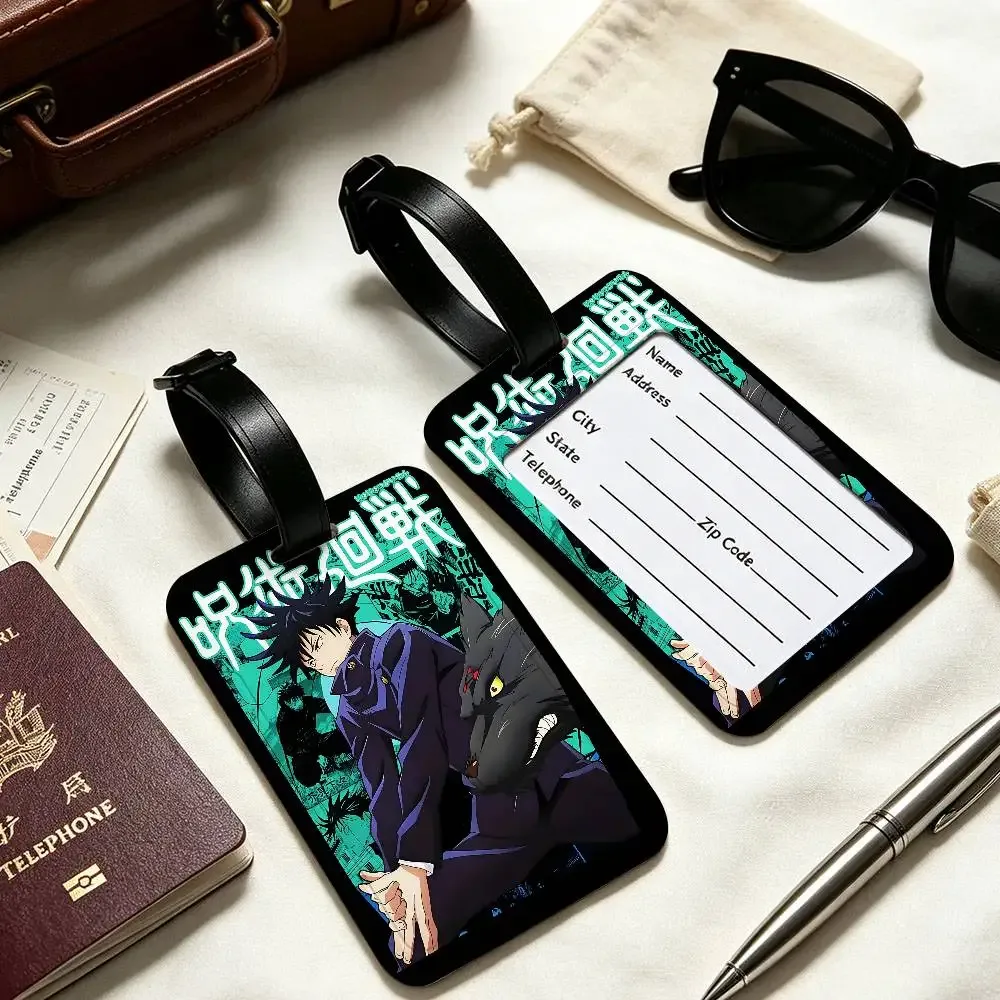 étiquette d'identification de bagage anti-perte en pvc anime fushiguro megumi jujutsu kaisen, porte-carte d'information amovible, étiquette de bagage de voyage