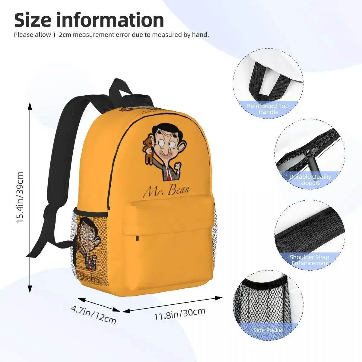 sac à dos de dessin animé mr. bean pour étudiants, garçons et filles, sac d'école pour enfants, sacs à bandoulière pour ordinateur pour hommes et femmes