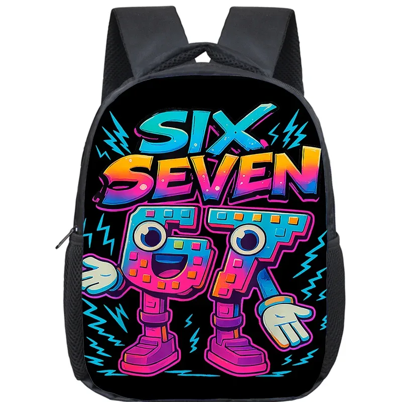 sac à dos orthopédique pour enfants, motif dessin animé, pour la maternelle, pour filles et garçons, avec les chiffres amusants 6 et 7, mochila meme 6 7