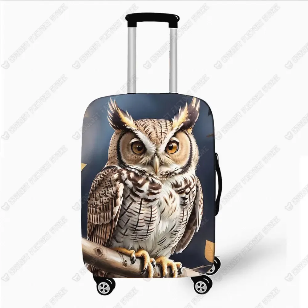 housse de bagage imprimée hibou coloré, housses de protection pour valise à roulettes à cornes, accessoires de voyage de 18 à 32 pouces
