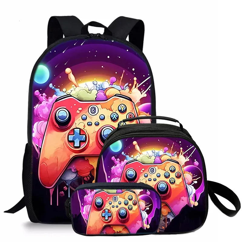 tapis de jeu tendance et populaire, imprimé en 3d, 3 pièces/ensemble, sacs d'école pour étudiants, sac à dos de voyage pour carnet de notes, sac à déjeuner à bandoulière, trousse à crayons