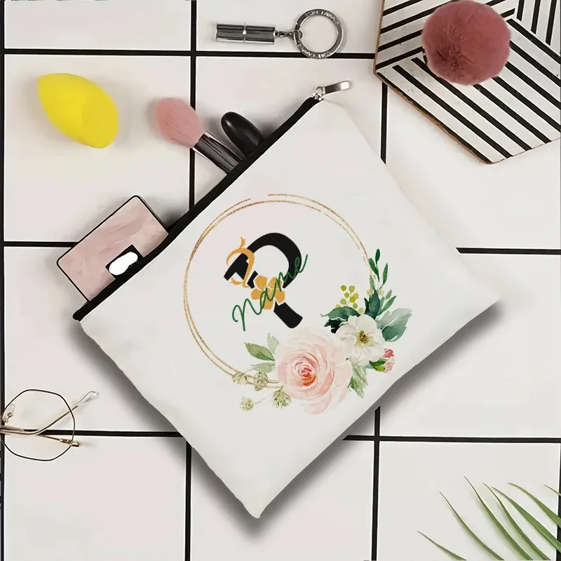 pochette à cosmétiques personnalisable avec nom, pochette à cosmétiques pour fête, pochette à cosmétiques de voyage, sac de maquillage pour mariage, organisateur avec doublure intérieure en toile pour femme