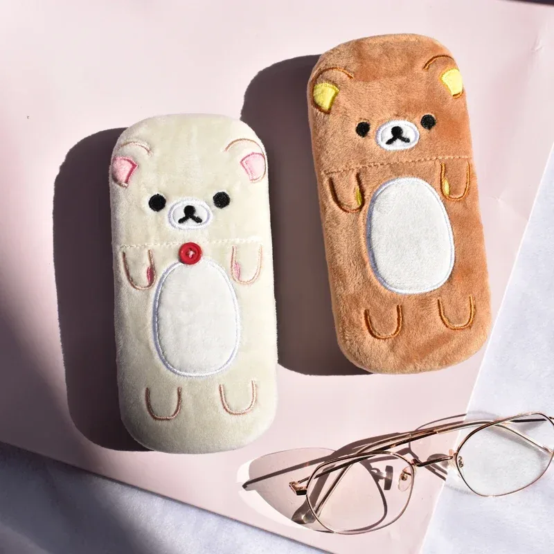 mignon rilakkuma peluche boîte à lunettes kawaii étui à lunettes dessin animé étui à lunettes organisateur étuis à lunettes