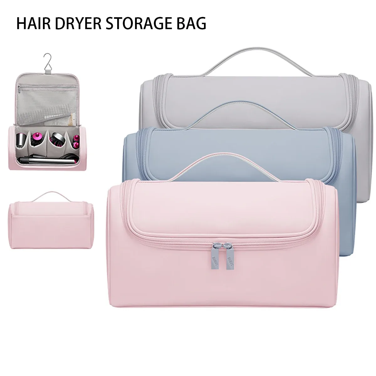 étui pour sèche-cheveux à crochet suspendu cachable, pochette portable antidérapante pour outils de cheveux, sac de rangement étanche de grande capacité pour fer à friser