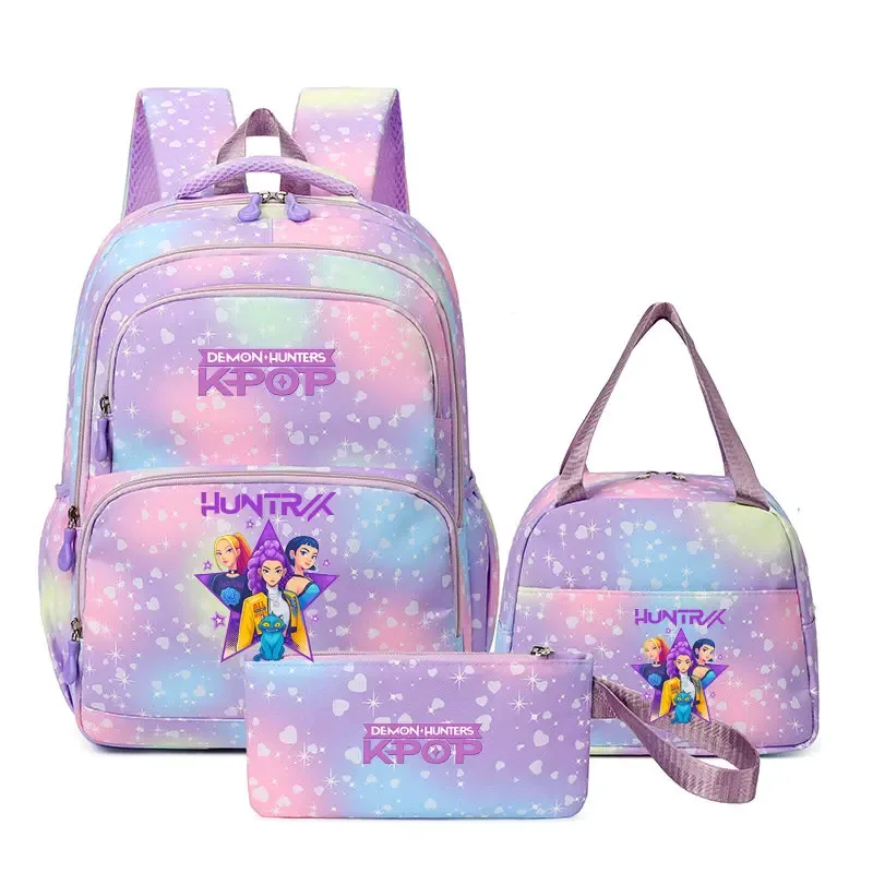kpop demon hunters – sac à dos pour ordinateur portable pour filles, 3 pièces, sac à dos huntr/x pour adolescents, garçons et femmes, mochila de voyage pour usage quotidien