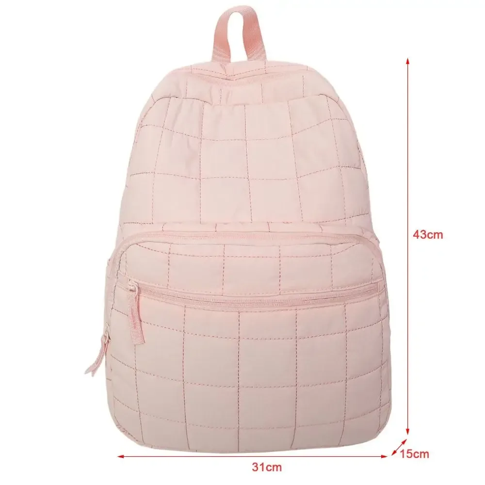sac à dos de voyage matelassé à la mode, couleur unie, cartable d'étudiant de grande capacité, sac de maman multi-poches en nylon