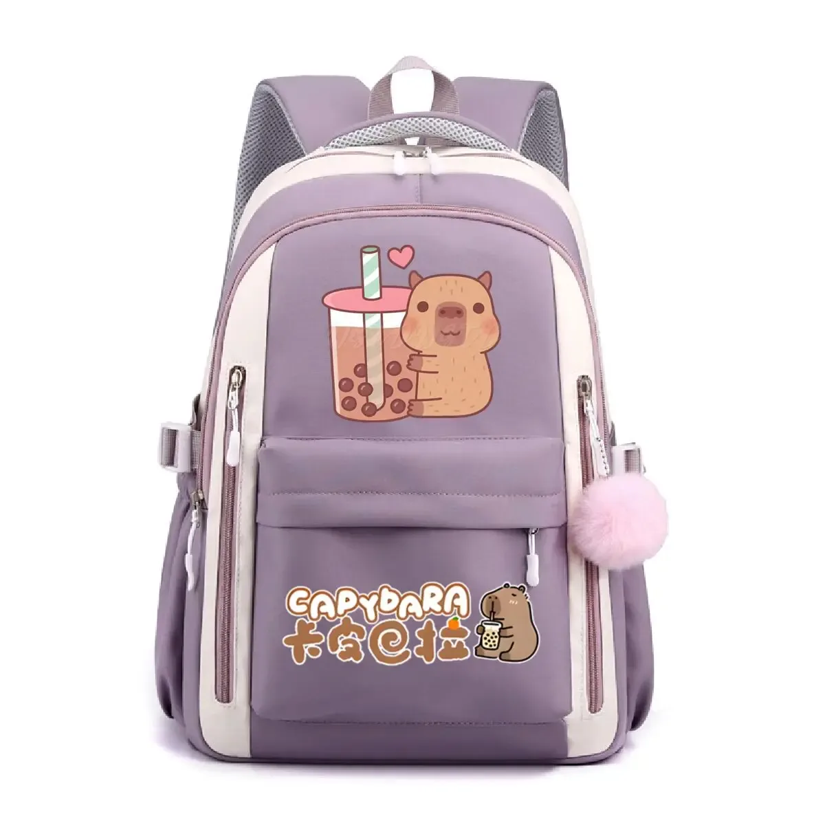 sac à dos d'école pour filles mignon capybara & bubble tea imprimé cartables femmes filles sacs d'école décontractés sac à dos de voyage à la mode