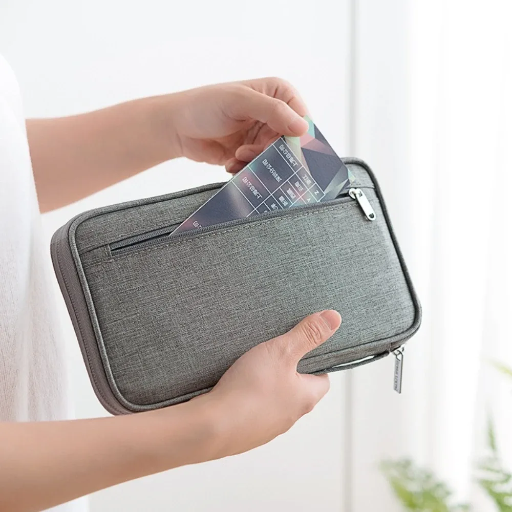 sac de voyage multifonctionnel imperméable pour passeport, sac à documents, grande capacité, rangement pour cartes, billets, clés, portefeuille, accessoires de voyage