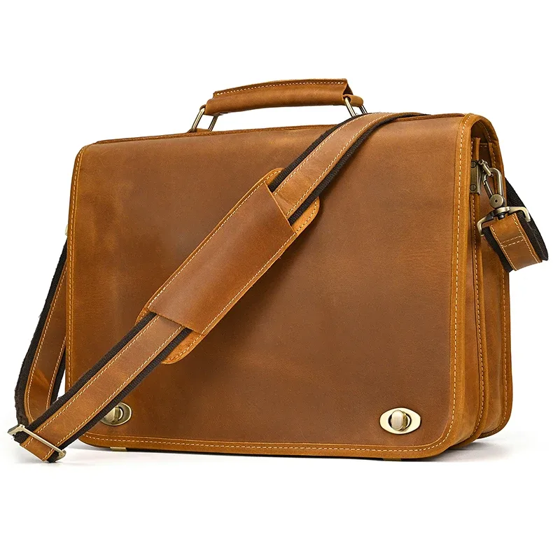 sac pour ordinateur portable en cuir véritable personnalisé pour hommes, étui à bombes de voyage d'affaires, sac lancé, sacs en cuir pour le travail de bureau, sac fourre-tout