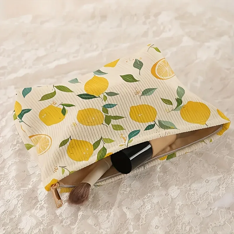 grande trousse de toilette multifonctionnelle en velours côtelé, légère, avec fermeture éclair, grande capacité
