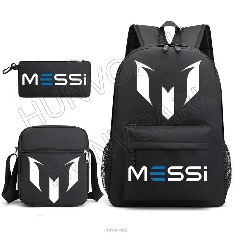 sac à dos super stars messi pour enfants, football, école, voyage, ordinateur portable, adolescents, étudiants, femmes, hommes, 3 pièces