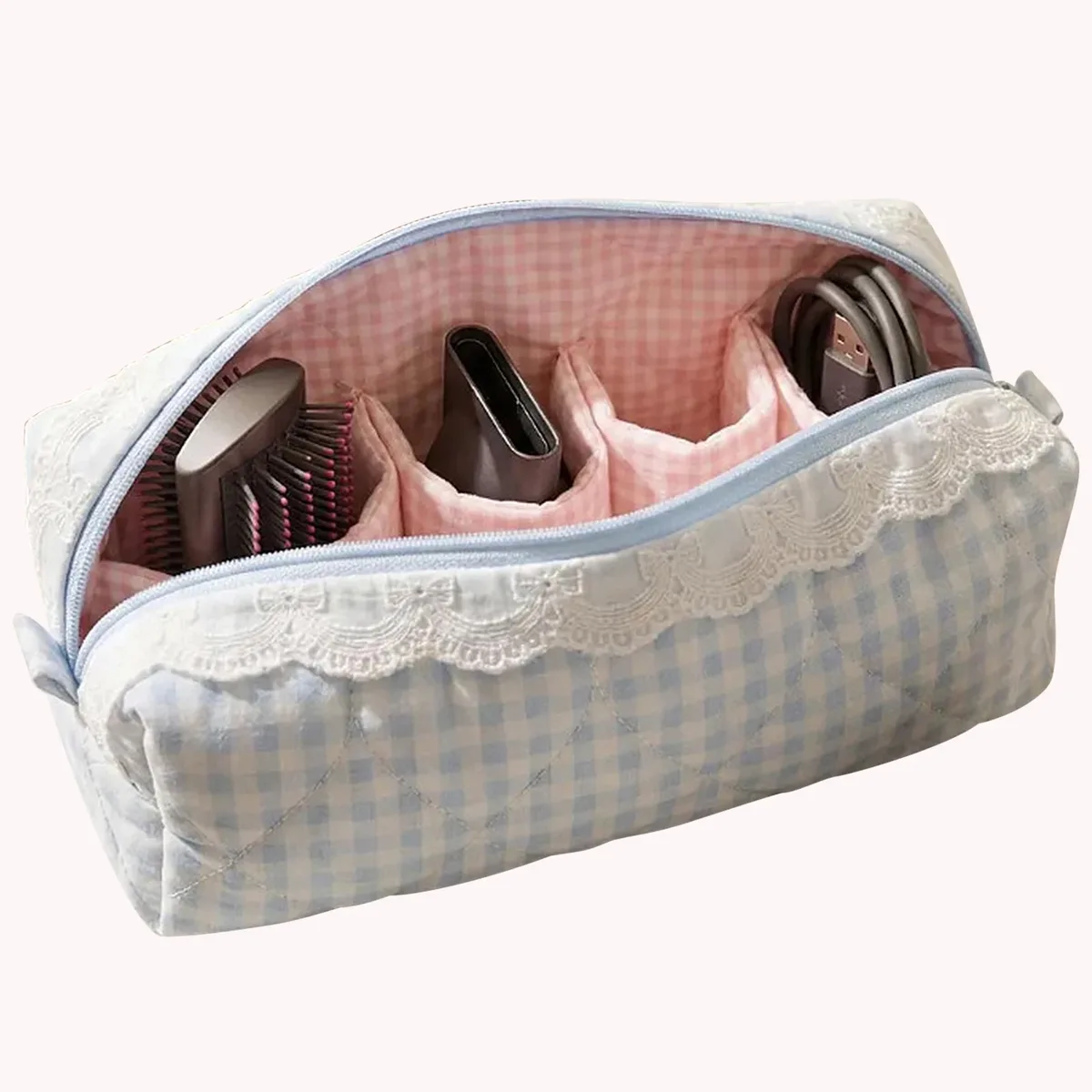 trousse de maquillage portable avec fermeture éclair et plusieurs compartiments, organiseur de crayons, organiseur de maquillage cosmétique, grande capacité pour femmes et filles