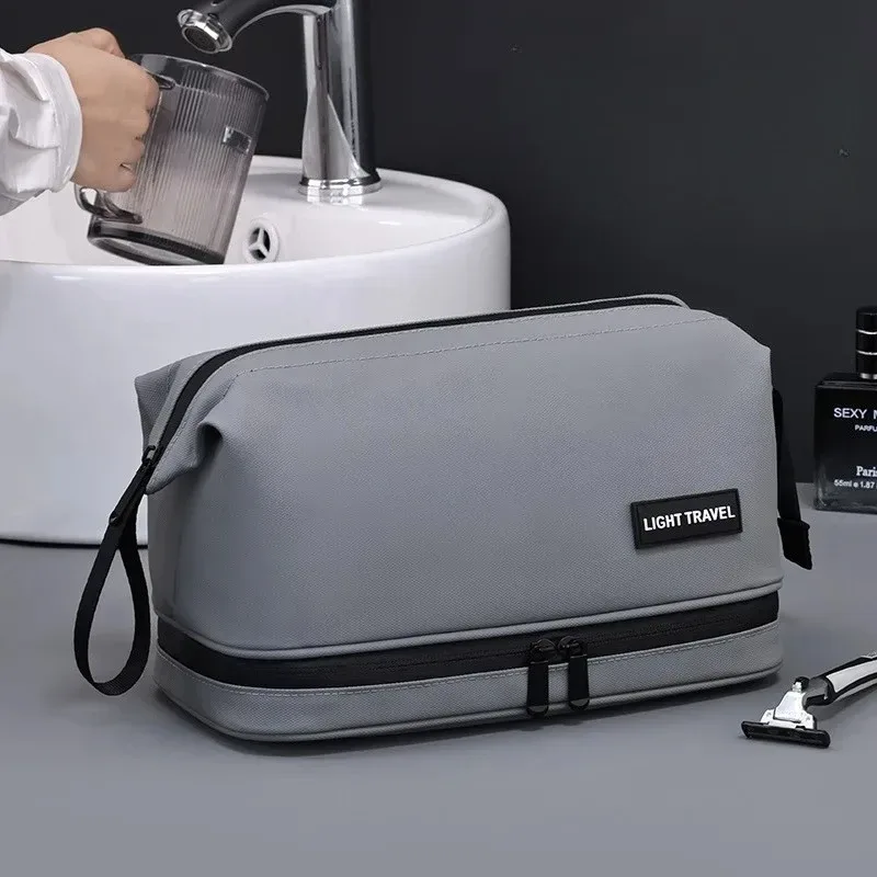 Trousse de Toilette de Voyage Homme Double Couche Grande Capacité Imperméable pour Cosmétiques et Rasage – Sac de Rangement Portable pour Maquillage