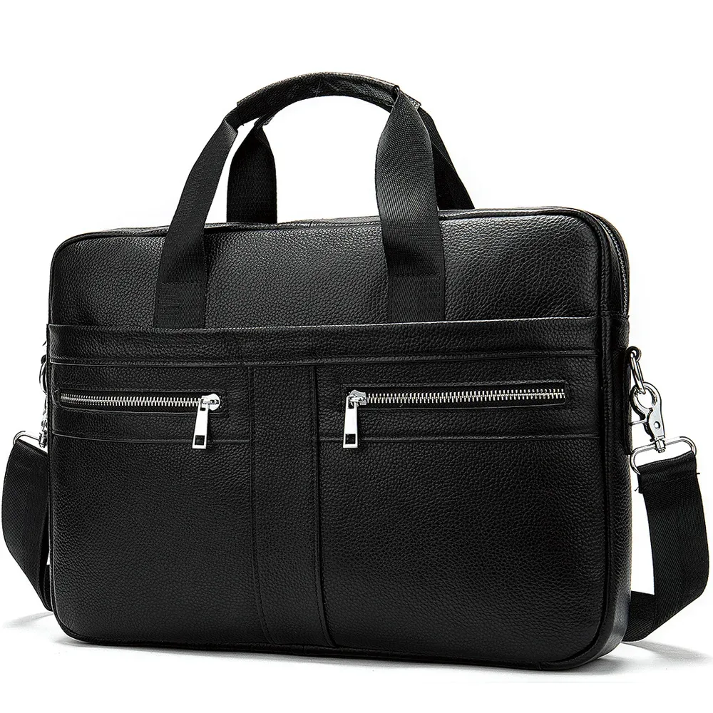 porte-documents en cuir pleine fleur pour homme, sacoche d'ordinateur portable professionnelle avec bandoulière, sac à main grande capacité pour les trajets professionnels