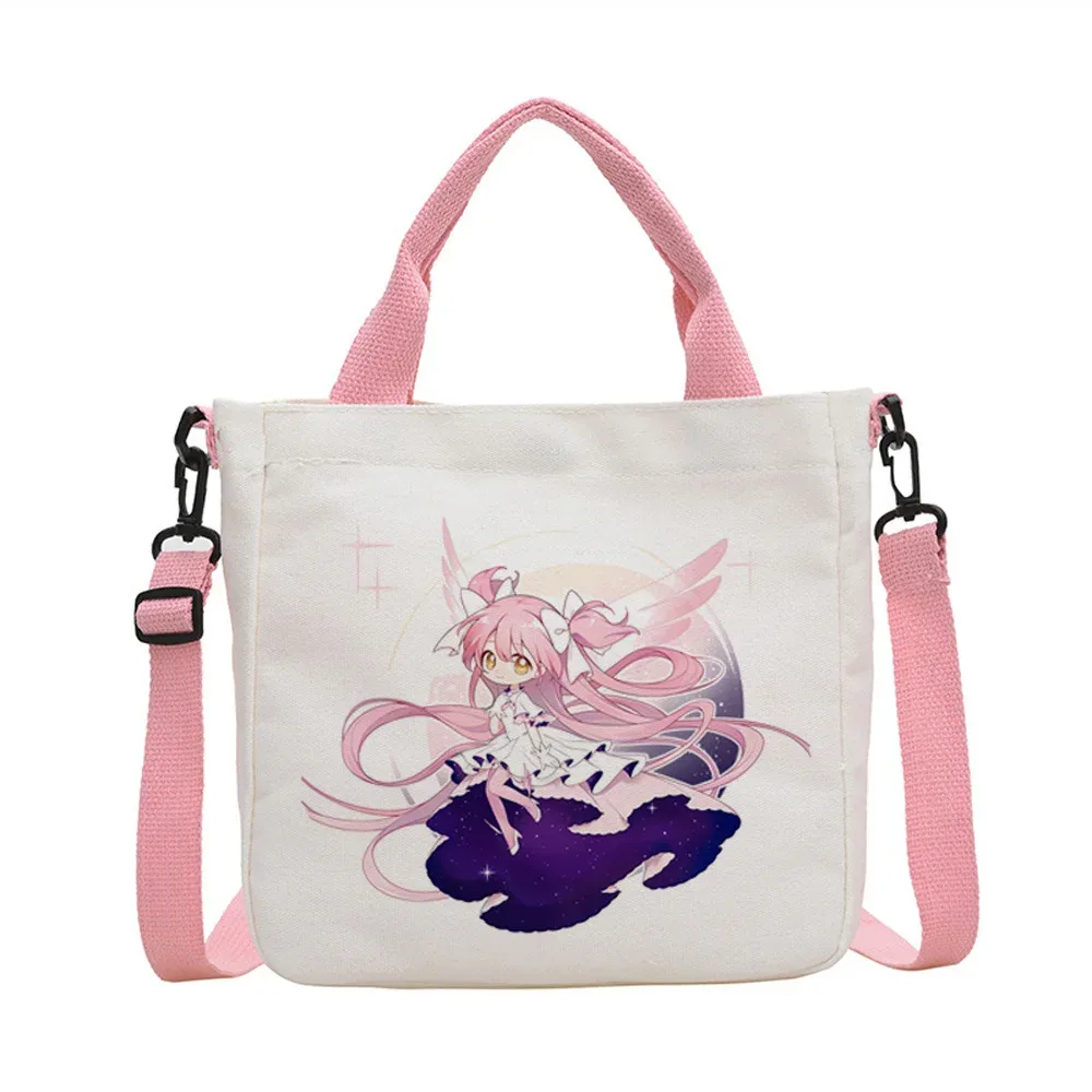 sac fourre-tout madoka magica en toile réutilisable, sac cabas, einkaufstasche femme