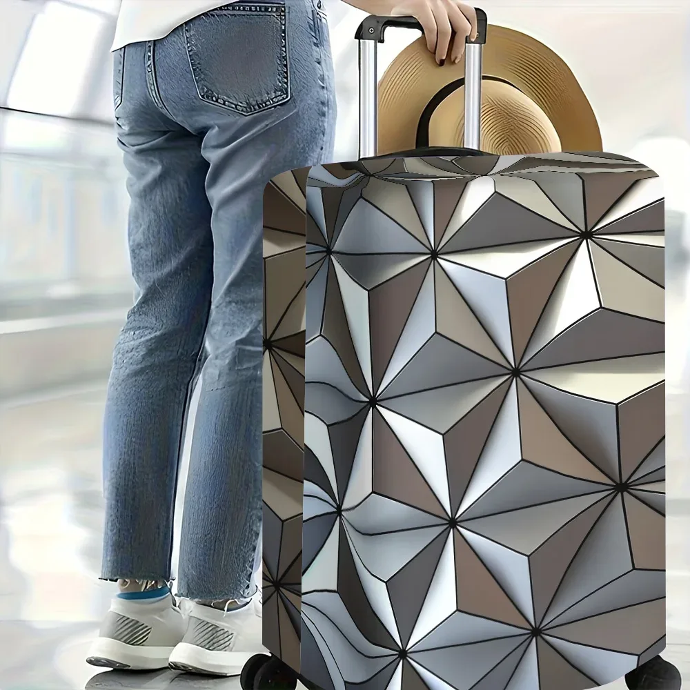 1 housse de bagage à motif géométrique pour bagages de 18 à 32 pouces ; accessoires de voyage anti-poussière et élastiques pour protéger efficacement y