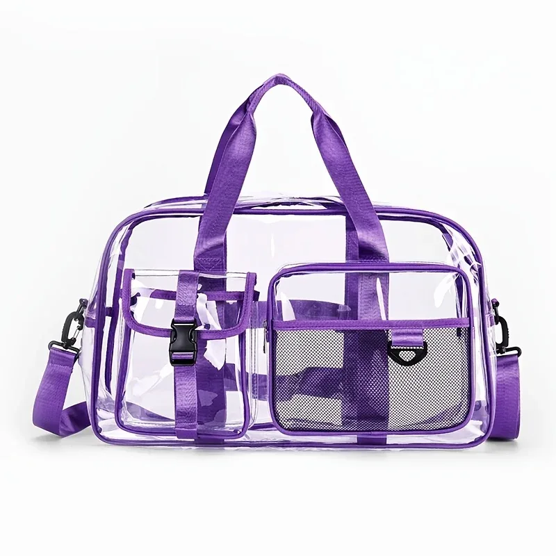 grand sac de voyage transparent en pvc, sac de sport de grande capacité, sac à main portable étanche pour les sports de plage en plein air, rangement quotidien, utilisation pour le transport
