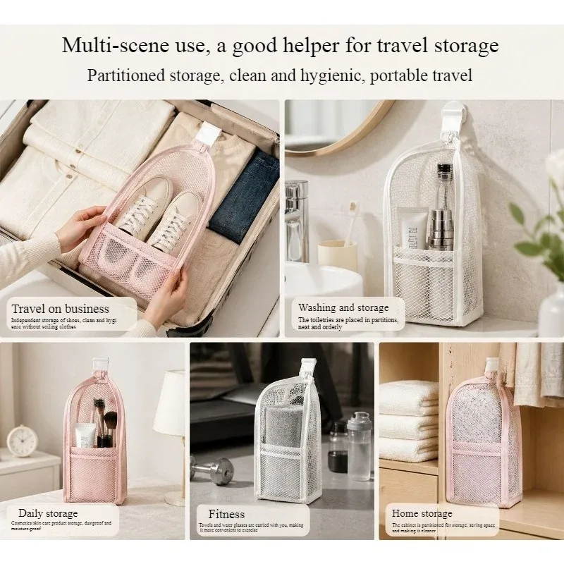 sac à cosmétiques en maille eva pour femmes, sac de rangement de voyage, organisateur de maquillage, pochette de maquillage portable, petite et grande trousse de toilette, étui de beauté