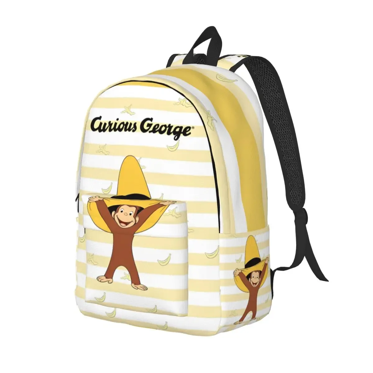 curious george monkey cartoon sac à dos pour hommes et femmes, décontracté, étudiant, travail, sac à dos, série tv, ordinateur portable, initié, extérieur