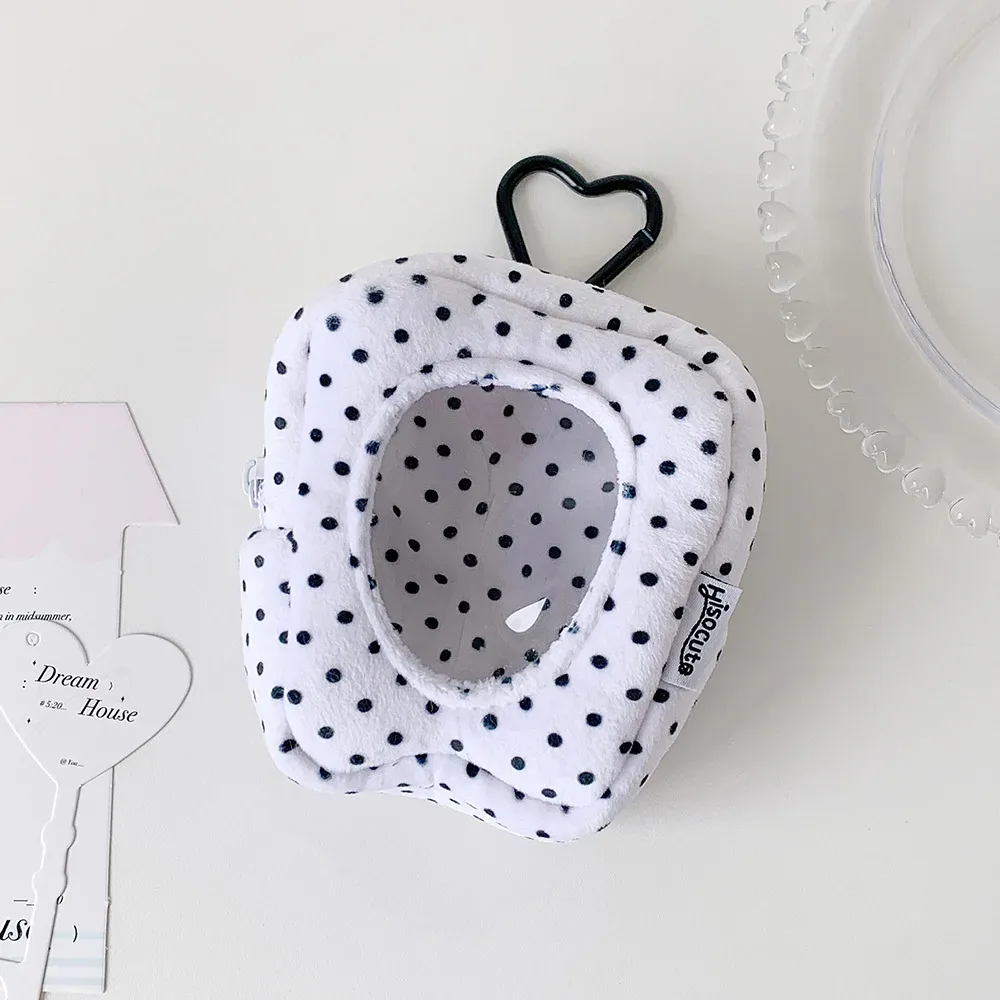 sac de rangement y2k tendance coréenne, couleur unie, à pois, pour poupées, mignon, pour filles, avec bouton cœur pomme, sac de présentation, pendentif décoratif, cadeaux