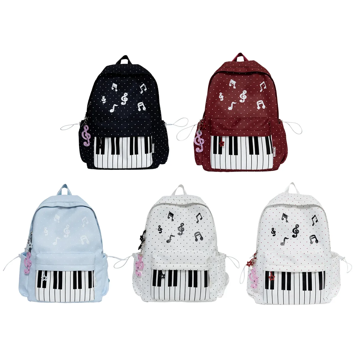 sac à dos à thème piano, sacs à dos élégants pour ordinateur portable, sac à dos décontracté à motif piano, sacs à dos scolaires à pois pour femmes et filles