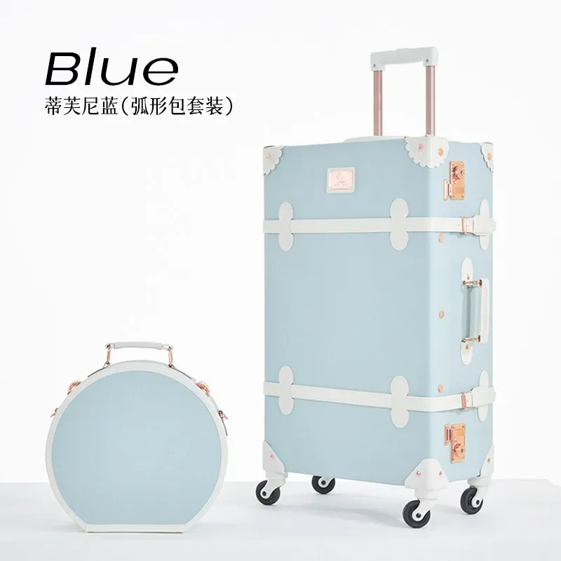 valise de voyage rétro en cuir 20 pouces avec poignée, bagage à roulettes 24 pouces pour femme, sac trolley à serrure à combinaison pour l'embarquement