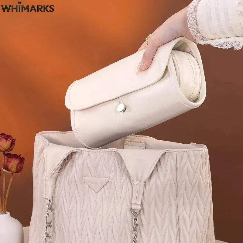 sac cosmétique whimarks, organisateur de pinceaux de maquillage et d'articles de toilette, sac de voyage imperméable et portable, pochette de rangement pour maquillage de grande capacité.