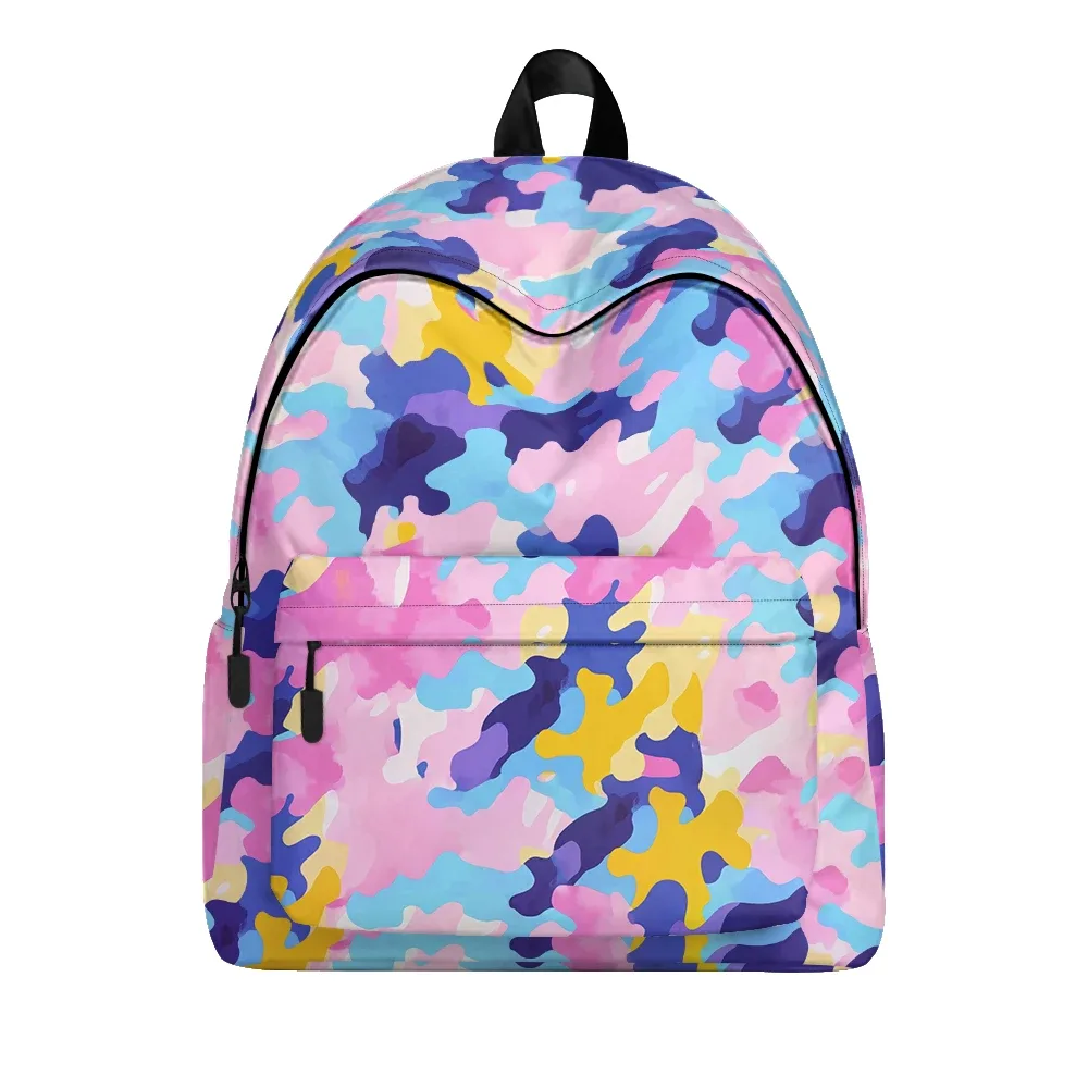 sac à dos imprimé camouflage pastel aquarelle, sacs à crayons, bretelles réglables, sac d'école léger et durable, sac à dos de voyage, ensembles pour adolescents