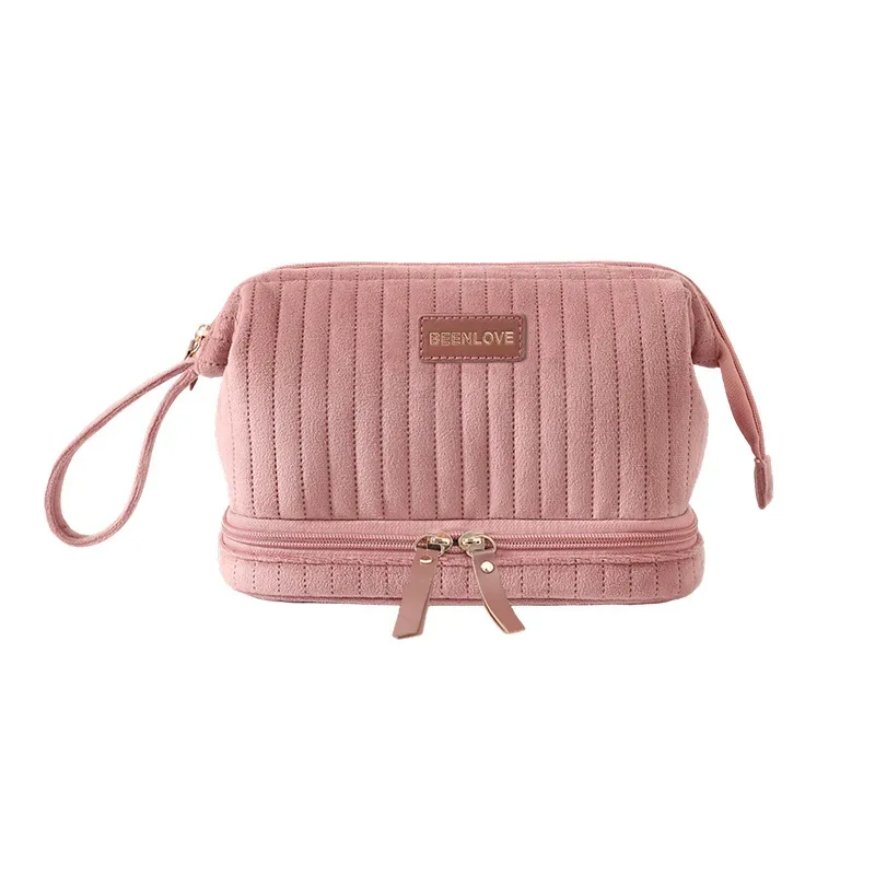 sac de rangement de maquillage portable, grande capacité, trousse à cosmétiques multi-compartiments pour pinceaux, cosmétiques, rangement de voyage