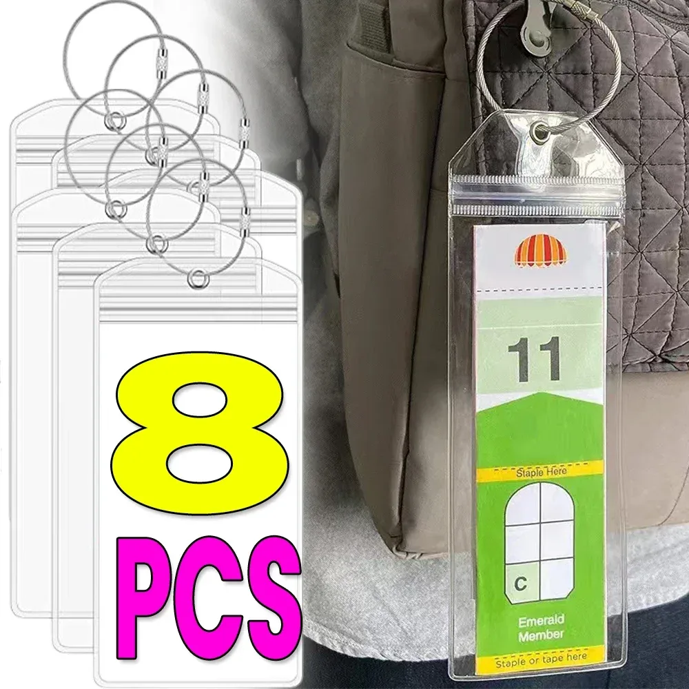 étiquettes de bagage de croisière à boucle métallique, transparentes, accessoires de voyage de croisière, étiquettes de bagages d'avion pour un tri facile, 8/1 pièces