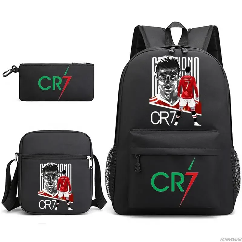 chimsports-sac à dos cr7 pour hommes et femmes, cartable étudiant, cartable de voyage, sac à dos universitaire, ordinateur portable, garçons, filles, hommes, femmes, nouveau, 3 pièces