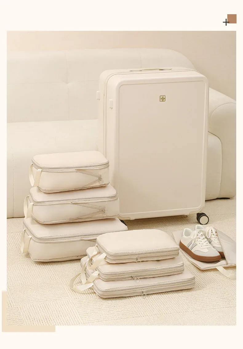 ensemble de sacs de rangement pour bagages pour vêtements en forme de cubo compressible et extensible de 4 pièces, en tissu doux et résistant de haute qualité, avec sacs de rangement adaptés aux vêtements, chaussures, cosmétiques et articles de toilette, organisateur de voyage multifonctionnel à fermeture éclair facile à emballer