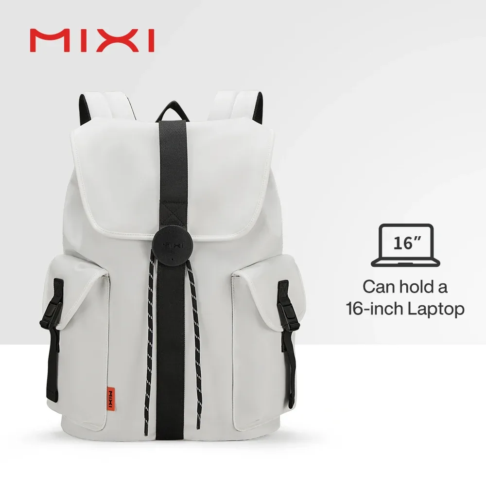 mixi 16 ''sac à dos pour ordinateur portable femmes hommes imperméable léger décontracté week-end sacs de voyage étudiants sac à dos 17 pouces blanc