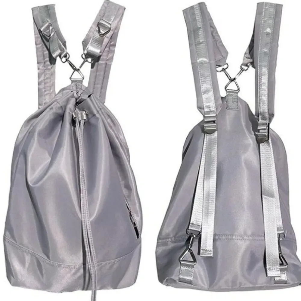sac à dos seau tendance coréen de style neutre, double usage, sac à bandoulière, texture premium, grande capacité, sac à dos unisexe pour la journée